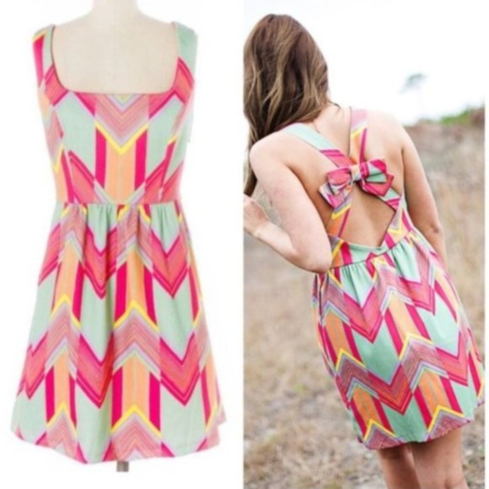 Judith March Colorful Chevron Dress - Picture 2 of 6